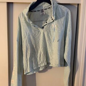 VS PINK teal Cropped Hoodie